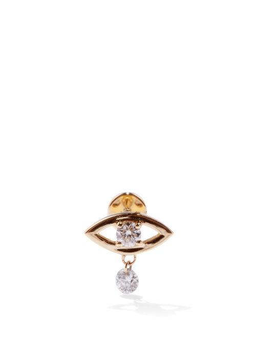 Ladies Fine Jewellery Persee - Evil Eye Diamond & 18kt Gold Single Earring - Womens - Yellow Gold