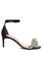 Matchesfashion.com Alexander Mcqueen - Crystal Embellished Leather Sandals - Womens - Black