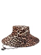 Matchesfashion.com Ganni - Logo-patch Leopard-print Wide-brim Bucket Hat - Womens - Leopard
