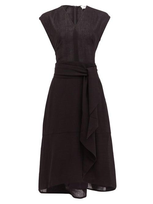 Matchesfashion.com Cefinn - Freya Tie-sash Voile Midi Dress - Womens - Black