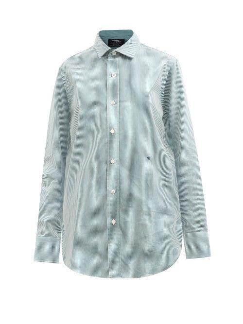 Hommegirls - Striped Cotton-twill Shirt - Womens - Green Stripe