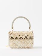 Rosantica - Malaga Crystal-embellished Faux Fur Handbag - Womens - White Gold
