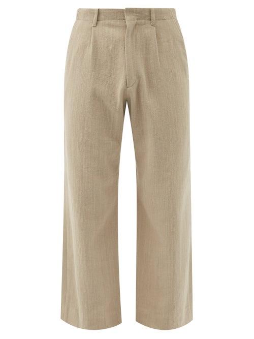 Our Legacy - Borrowed Pleated Slubbed-cotton Trousers - Mens - Khaki