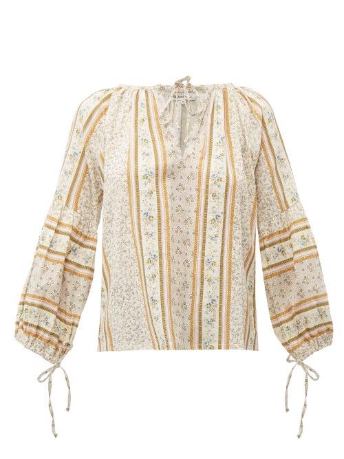 Matchesfashion.com D'ascoli - Devon Floral Print Cotton Blouse - Womens - Blue