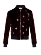 Saint Laurent Star-embellished Velvet Bomber Jacket