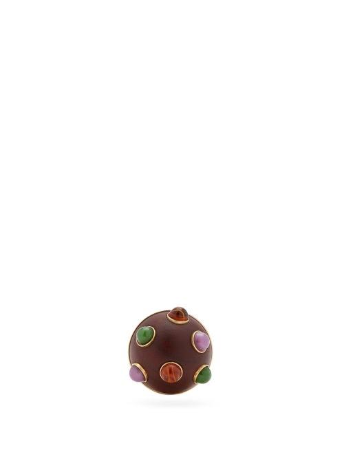 Matchesfashion.com Loewe - Bezel-set Wooden Single Clip Earring - Womens - Multi