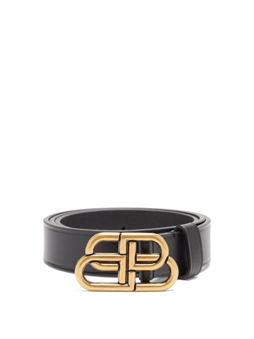 Matchesfashion.com Balenciaga - Bb-plaque Leather Belt - Womens - Black