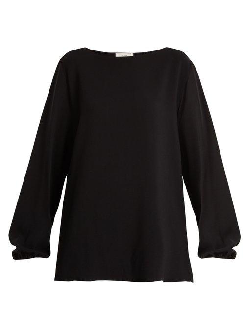 Matchesfashion.com The Row - Sorel Boat Neck Crepe Top - Womens - Black