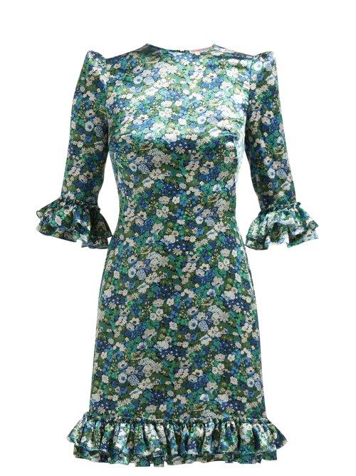 Matchesfashion.com The Vampire's Wife - Festival Floral Print Silk Mini Dress - Womens - Green Print