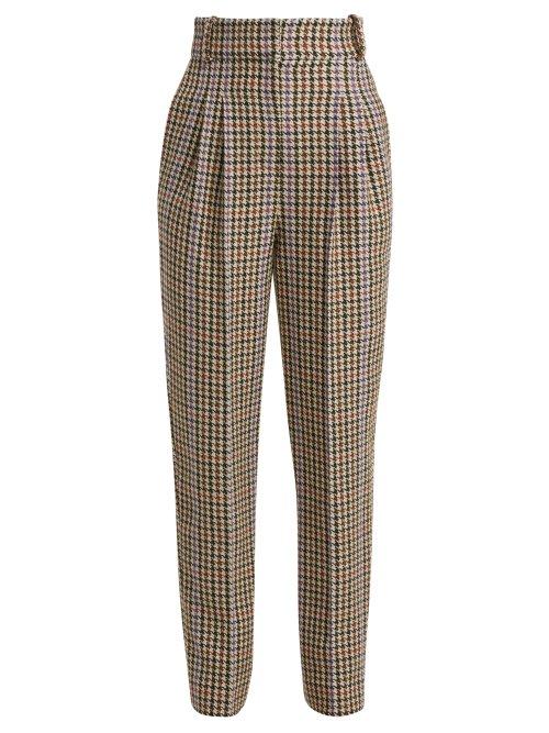 Matchesfashion.com Emilia Wickstead - Kia Tapered Houndstooth Trousers - Womens - Beige Multi