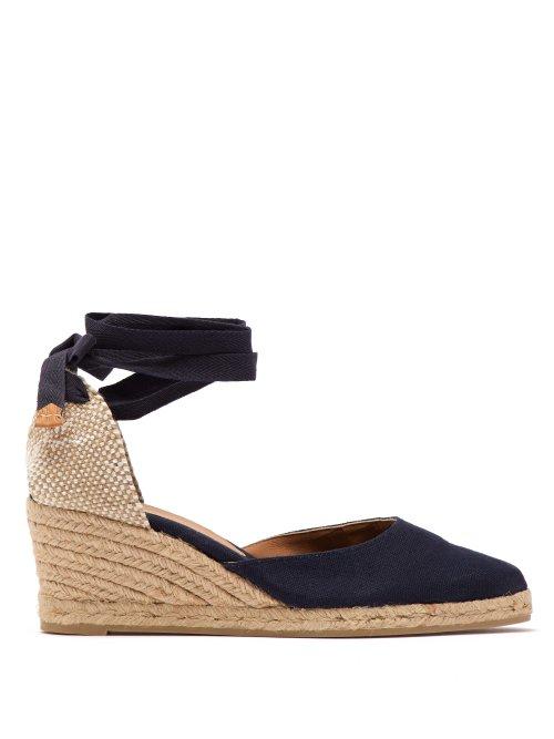 Matchesfashion.com Castaer - Joyce Canvas Wedge Espadrilles - Womens - Navy