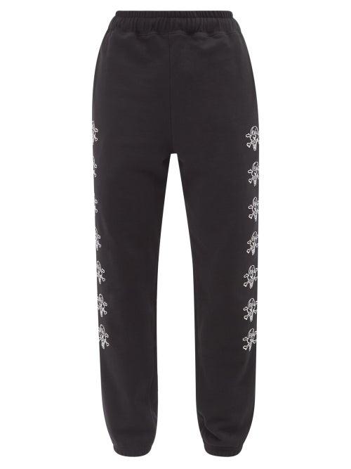 Icecream - Cone And Bones-print Cotton Sweatpants - Mens - Black