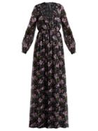 Matchesfashion.com Giambattista Valli - Floral Print Silk Georgette Gown - Womens - Black Multi