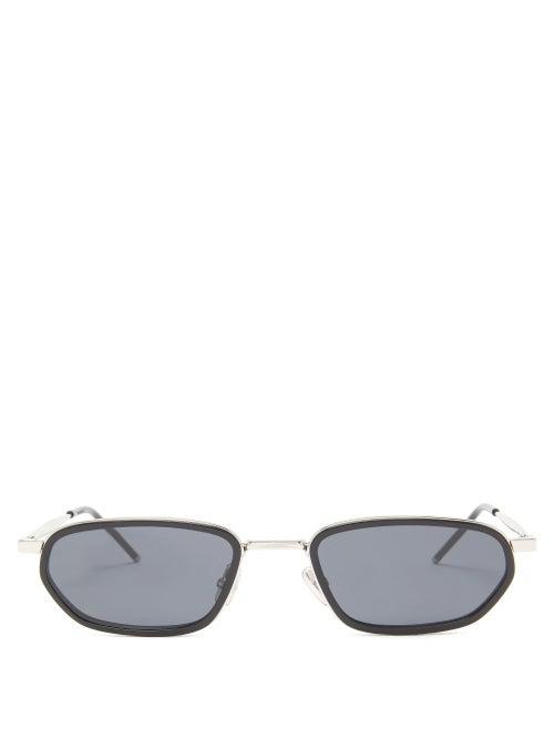Matchesfashion.com Dior Homme Sunglasses - Diorshock Rectangular Metal Sunglasses - Mens - Black