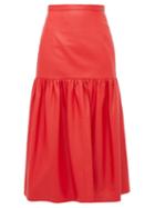 Matchesfashion.com Christopher Kane - Gathered Leather Midi Skirt - Womens - Red