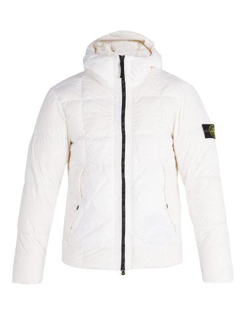 Matchesfashion.com Stone Island - Hooded Down Quilted Jacket - Mens - White