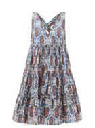 Matchesfashion.com La Doublej - Babe Amalfi-print Cotton-blend Cropped Dress - Womens - Blue Multi