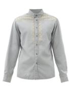 Matchesfashion.com Isabel Marant - Ruiz Embroidered Cotton-chambray Shirt - Mens - Grey