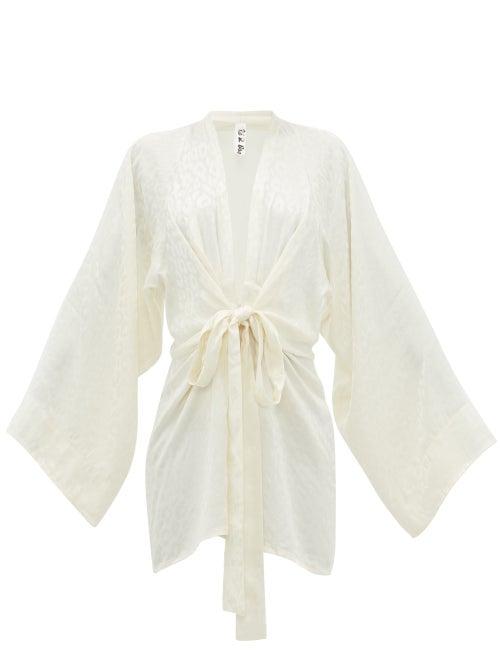 Matchesfashion.com Rat & Boa - Plunge-neck Leopard-jacquard Mini Dress - Womens - Ivory