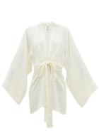 Matchesfashion.com Rat & Boa - Plunge-neck Leopard-jacquard Mini Dress - Womens - Ivory