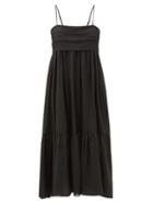 Matchesfashion.com Loup Charmant - Iliana Tie-back Organic-cotton Midi Dress - Womens - Black