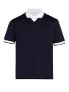 Matchesfashion.com Prada - Double Layered Cotton Polo Shirt - Mens - Navy Multi