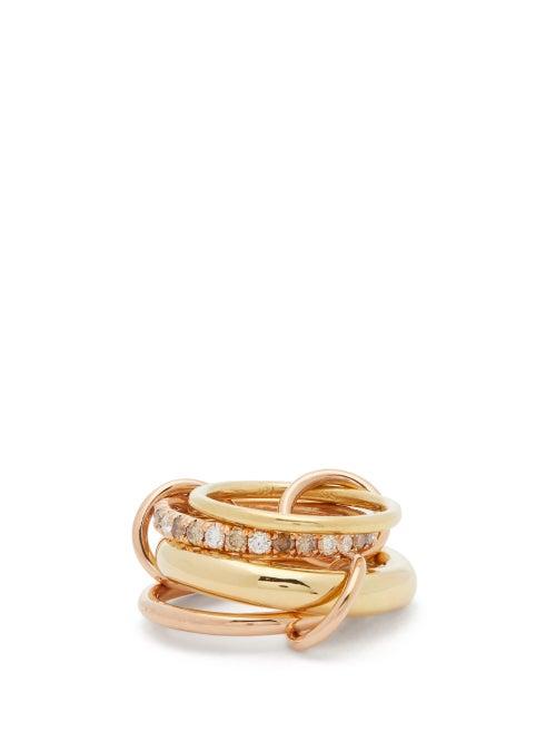Matchesfashion.com Spinelli Kilcollin - Luna Diamond, 18kt Gold & 18kt Rose-gold Ring - Womens - Gold