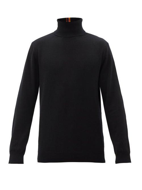 Paul Smith - Artist-stripe Cashmere Roll-neck Sweater - Mens - Black
