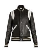 Saint Laurent Bi-colour Leather Bomber Jacket