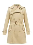 Mens Rtw Polo Ralph Lauren - Leather-trim Cotton-gabardine Trench Coat - Mens - Beige