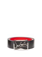 Matchesfashion.com Christian Louboutin - Ricky Logo Plaque Leather Belt - Mens - Black