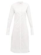 Matchesfashion.com Marina Moscone - Wide Cuff Cotton Blend Shirtdress - Womens - White