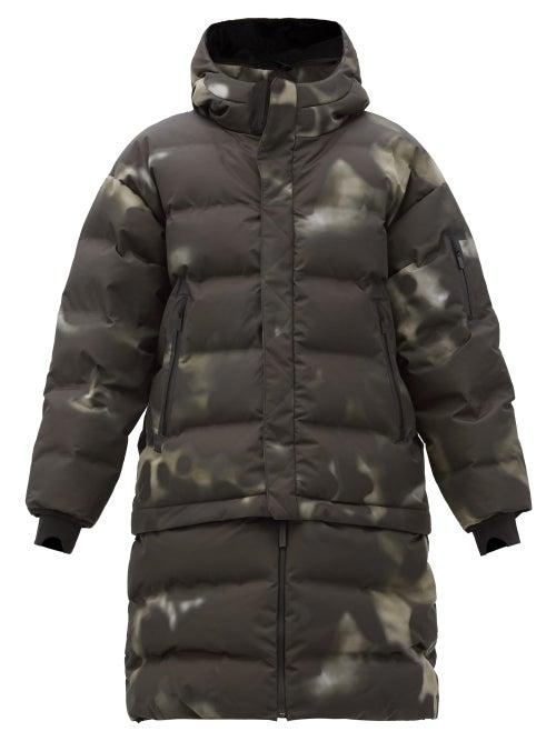 Matchesfashion.com Templa - Nasta Abstract Camo-print Longline Down Ski Jacket - Mens - Grey Multi