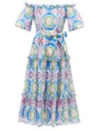 Borgo De Nor - Gigi Kaleidoscopic-print Cotton-poplin Dress - Womens - Blue