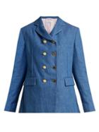 Matchesfashion.com Thom Browne - Denim Double Breasted Blazer - Womens - Denim