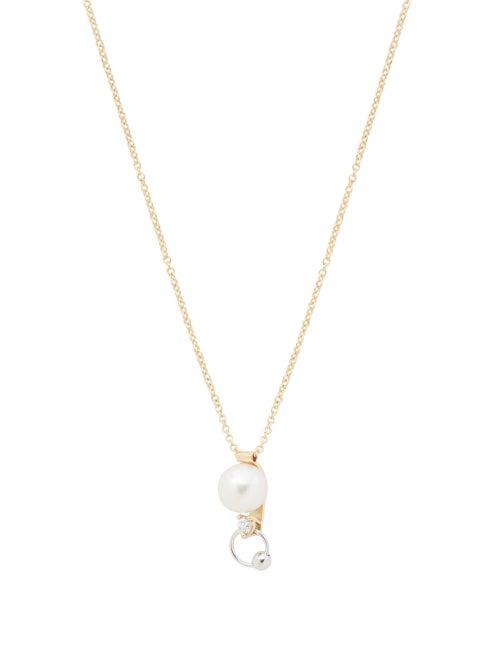 Matchesfashion.com Delfina Delettrez - Pearl, Diamond & 18kt Gold Piercing Necklace - Womens - Pearl