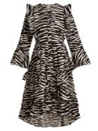 Ganni Faulkner Zebra-print Cotton Midi Dress