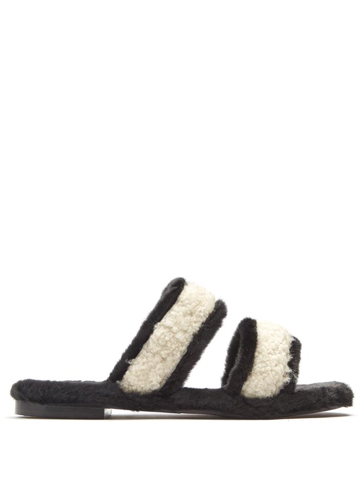 Avec Modération Vail Shearling And Faux-fur Slides