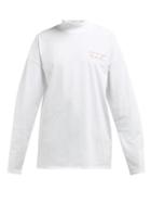 Matchesfashion.com Martine Rose - Logo Print Long Sleeved Cotton T Shirt - Womens - White
