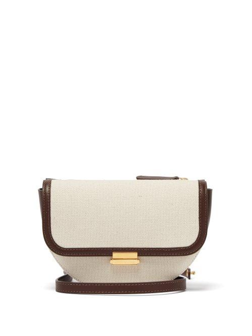 Matchesfashion.com Wandler - Anna Leather Trimmed Canvas Belt Bag - Womens - Brown White