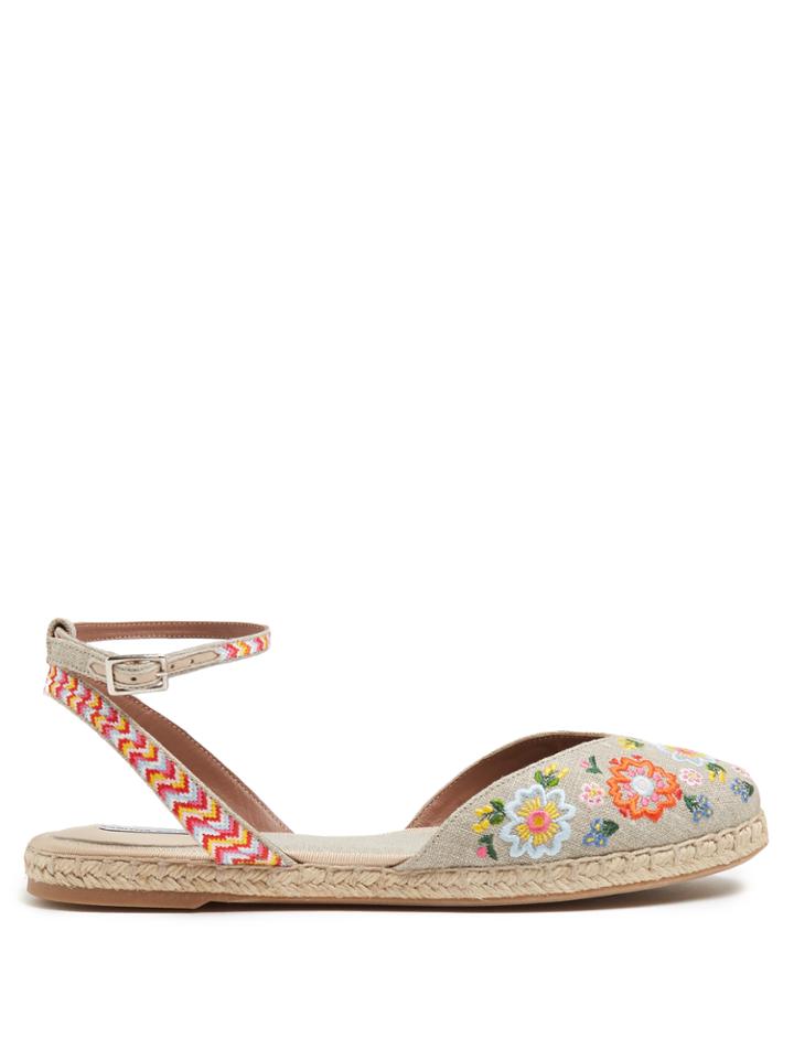 Tabitha Simmons Dotty Festival Embroidered Linen Espadrilles