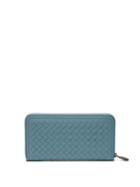 Matchesfashion.com Bottega Veneta - Intrecciato Leather Continental Wallet - Womens - Light Blue