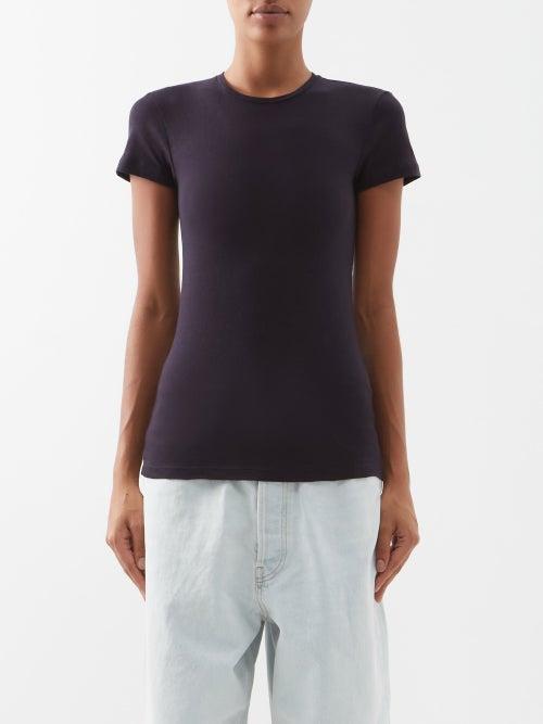 Raey - Cap Sleeve Recycled Cotton Cashmere-blend T-shirt - Womens - Navy