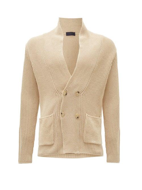 Matchesfashion.com Thom Sweeney - Double-breasted Cotton Cardigan - Mens - Light Grey