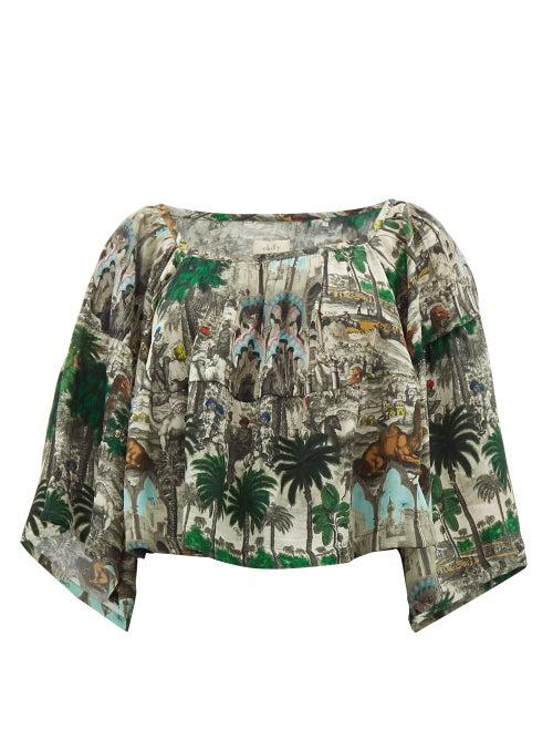 Matchesfashion.com Chufy - Jamal Landscape Print Crepe Blouse - Womens - White Multi