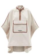 Ladies Accessories Burberry - Logo-embroidered Cotton-canvas Poncho - Womens - Beige