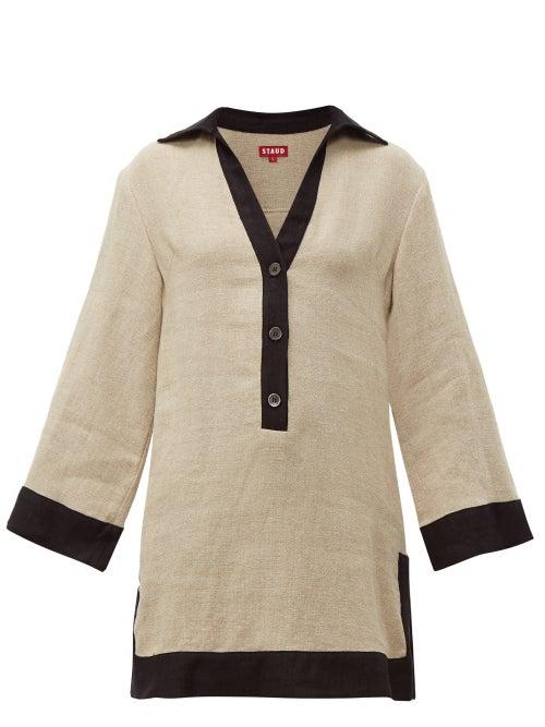 Matchesfashion.com Staud - Chaise Linen Mini Dress - Womens - Beige