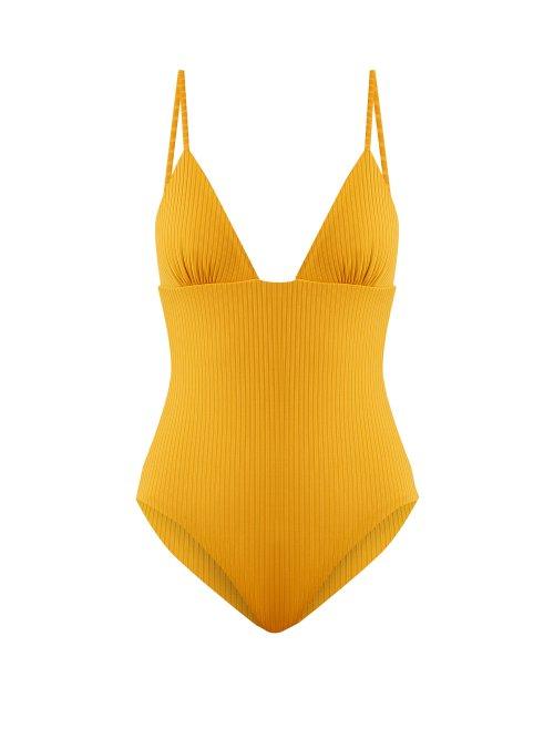 Matchesfashion.com Mara Hoffman - Virginia V Neck Swimsuit - Womens - Yellow