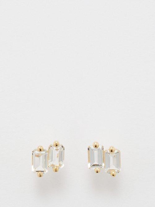 Suzanne Kalan - Topaz & 14kt Gold Earrings - Womens - Clear Multi