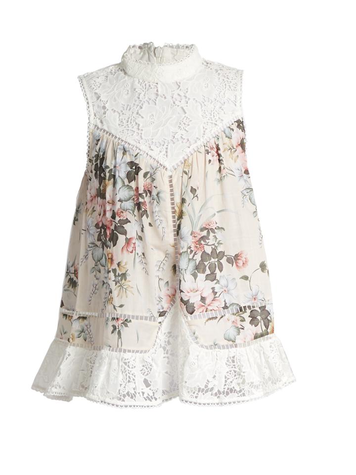 Zimmermann Aerial Smock Floral-print Cotton Top